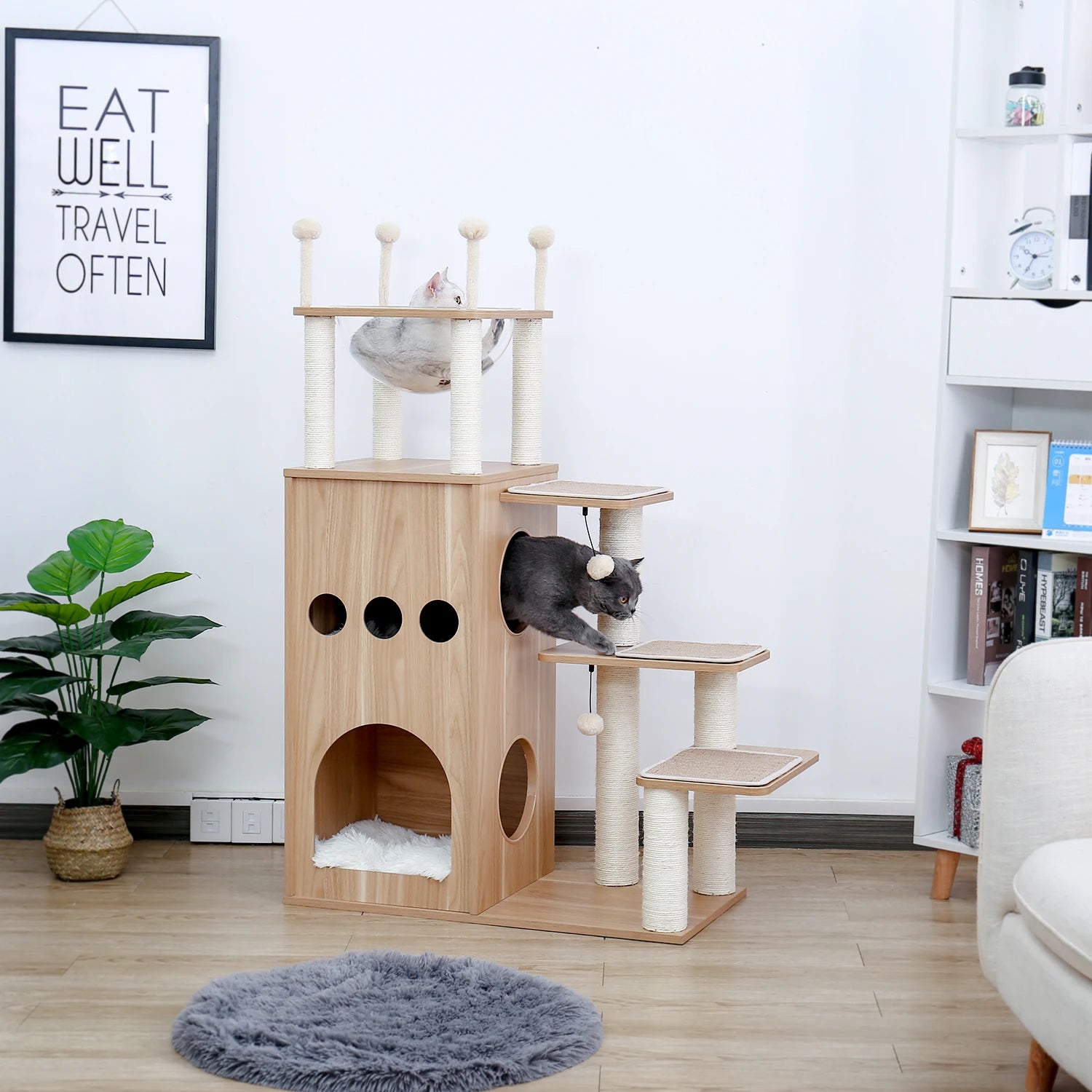 Multi-Level Cat Tree – Condo Tower with Hammock, Scratching Posts & Toys