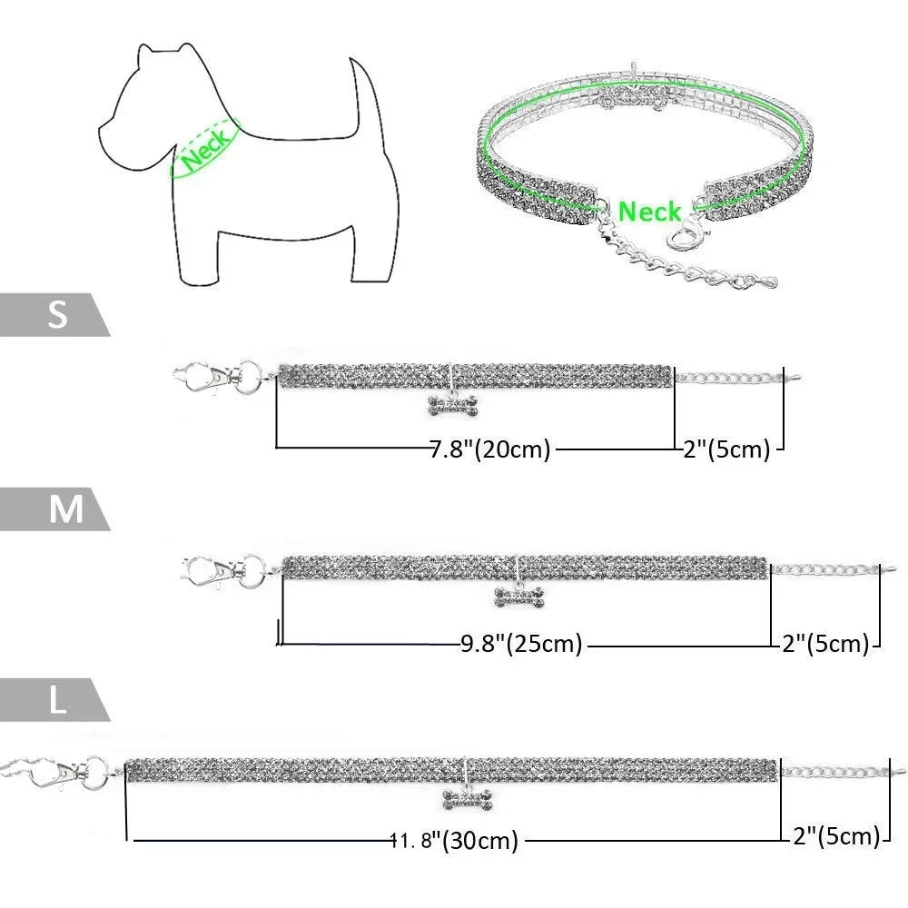 Crystal Rhinestone Pet Collar – Adjustable Jewelry for Cats & Small Dogs