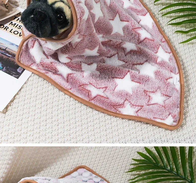 Coral Fleece Pet Sleeping Blanket – Soft, Fluffy & Warm Dog and Cat Blanket for Bed, Couch & Crate