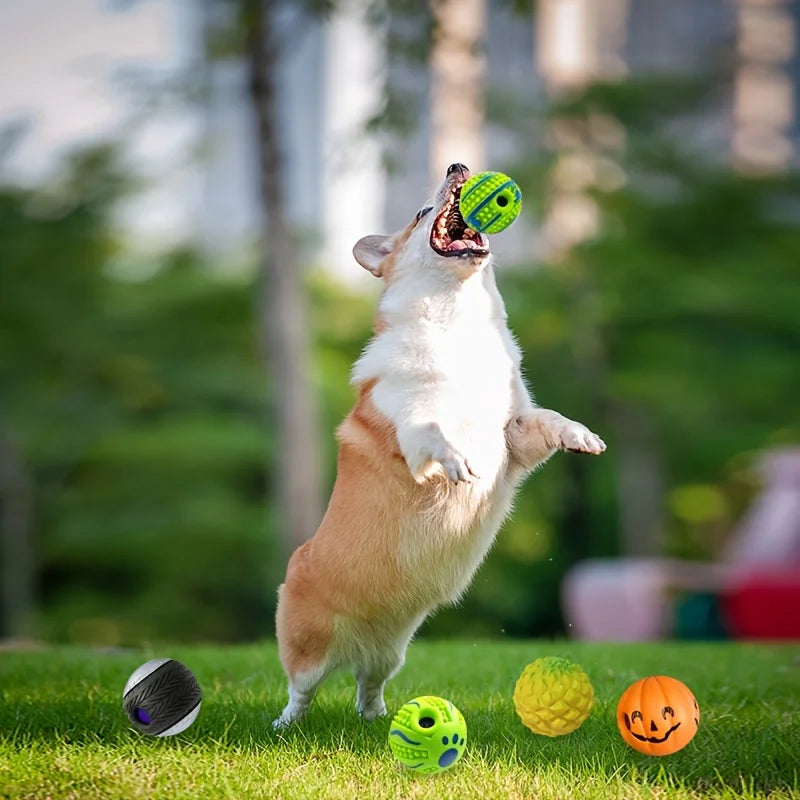 Squeaky Giggle Wobble Ball – Interactive Dog Toy with Fun Sounds for All Breeds