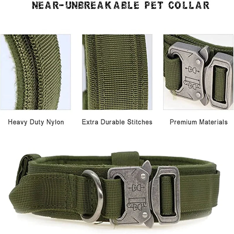 Tactical Dog Collar & Leash Set – Adjustable Military Training Gear for Medium & Large Dogs