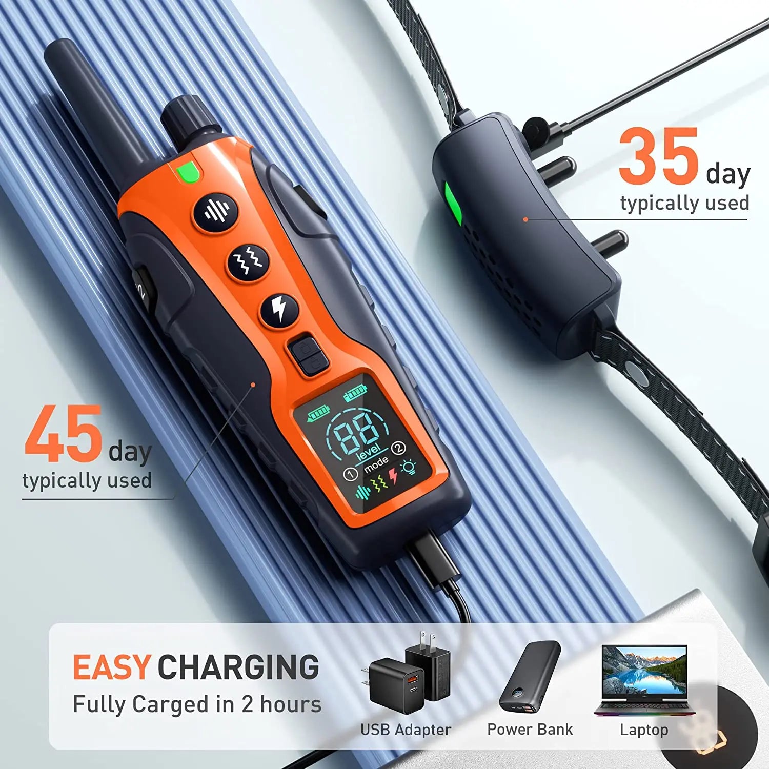 3280FT Dog Training Collar – Long Range Rechargeable Shock Collar with Beep, Vibration, Shock & Flashlight