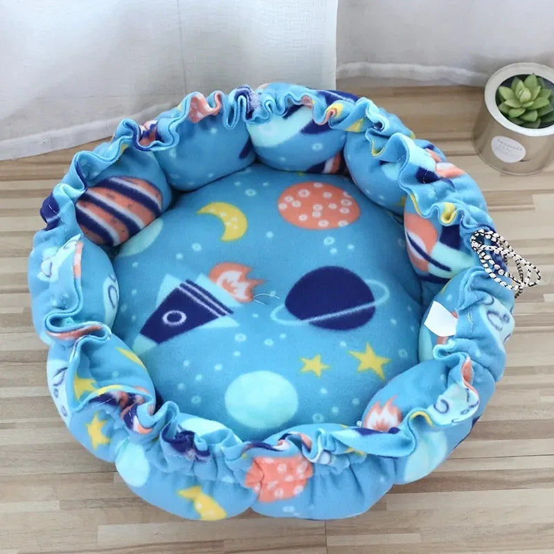 Drawstring Adjustable Pet Nest Bed – Dual-Use Soft Cushion for Cats & Puppies