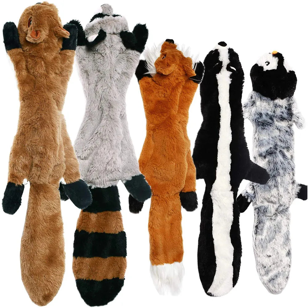 Stuffingless Plush Dog Toy – Durable Squeaky & Crinkle Chew Toy for Dogs (Simulated Animal Design)