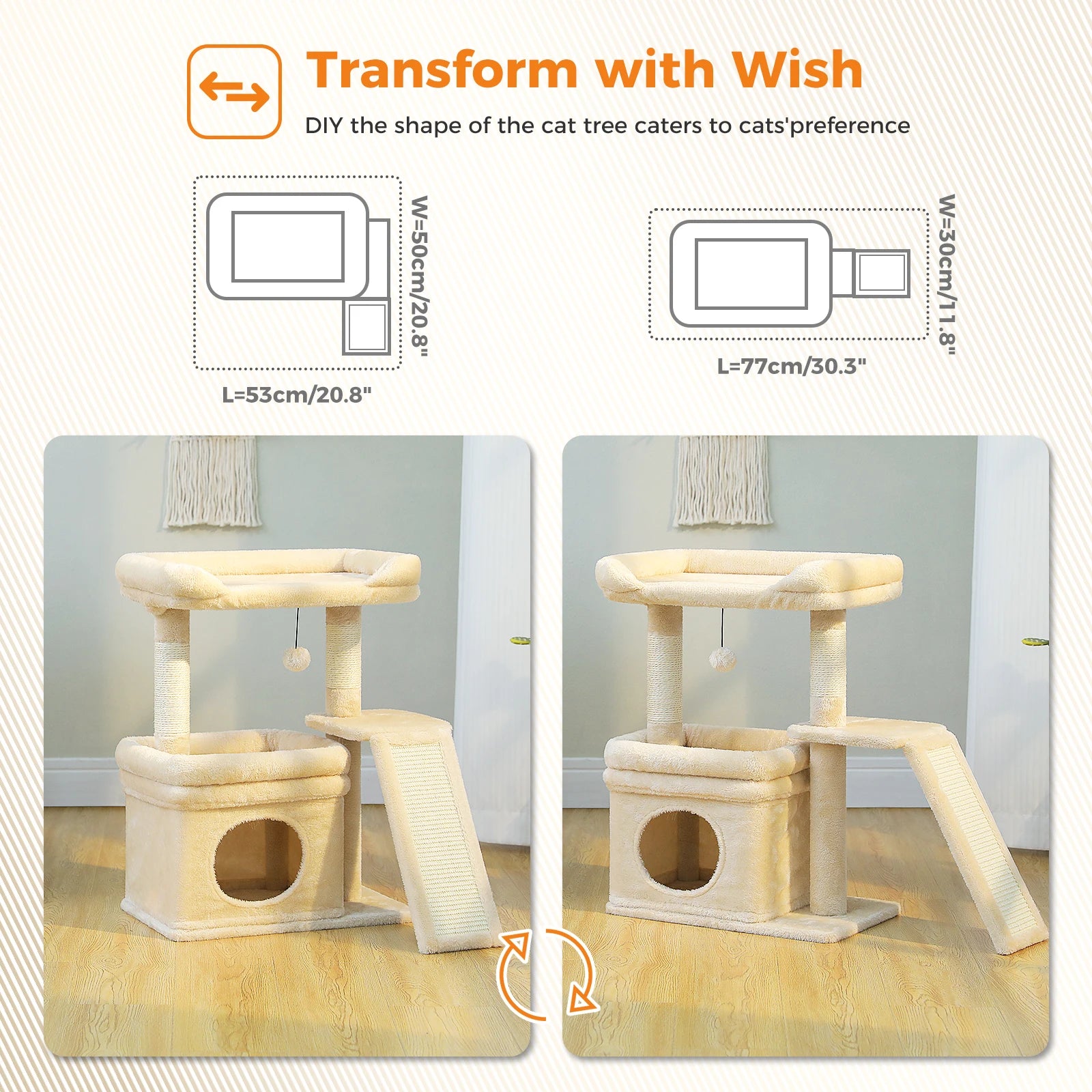 Small Cat Tree – Indoor Cat Tower with Condo, Sisal Scratcher & Toys