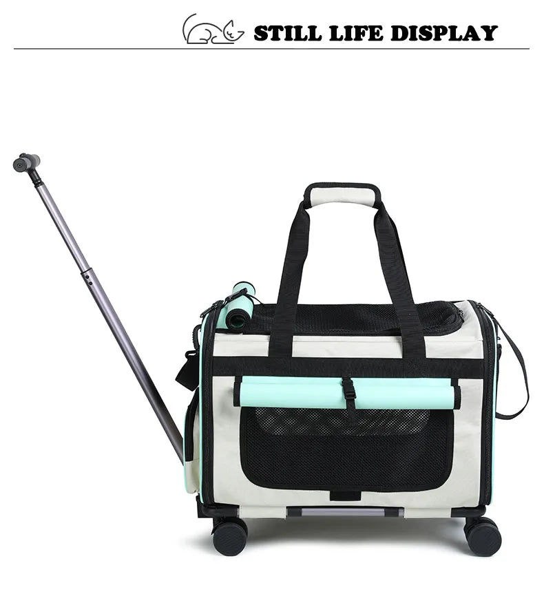 Extra Large Pet Trolley Bag – Foldable Travel Carrier for Cats & Dogs