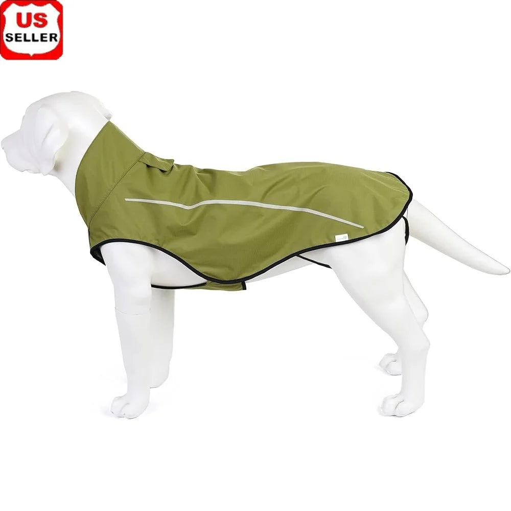 Adjustable Waterproof Dog Raincoat with Reflective Trim – Lightweight, Breathable Pet Jacket with Leash Opening for Small, Medium, and Large Dogs
