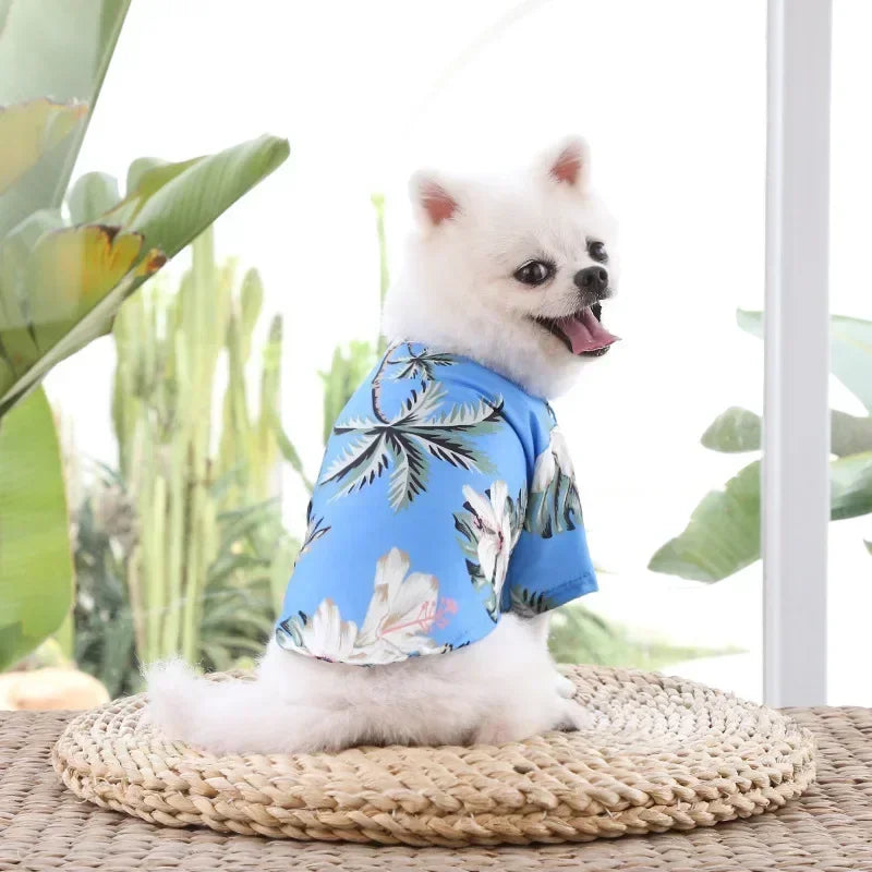 Hawaiian Style Summer Dog Shirt – Beach Vibes Pet Clothing for Small & Medium Dogs