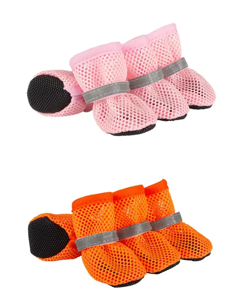 4-Pack Non-Slip Dog Shoes – Breathable, Wear-Resistant Boots for Small & Medium Dogs
