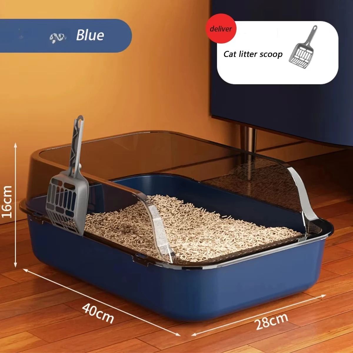 Semi-Closed Cat Litter Box – Large Capacity, Non-Stick Removable Tray with Splashproof Design for Kittens & Adult Cats
