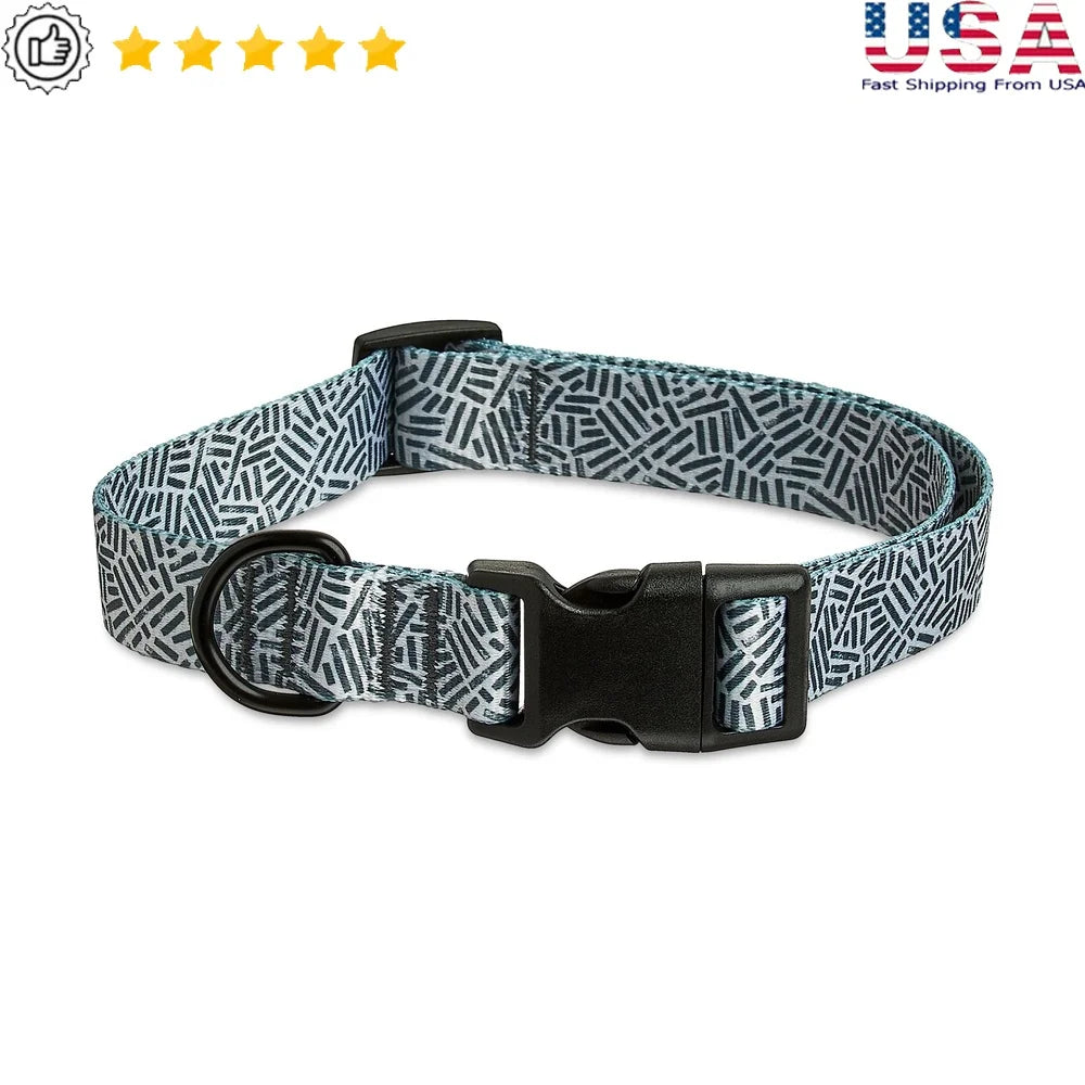 Adjustable Cushioned Dog Collar for Large Breeds – Durable Polyester with D-Ring & Secure Prong Buckle