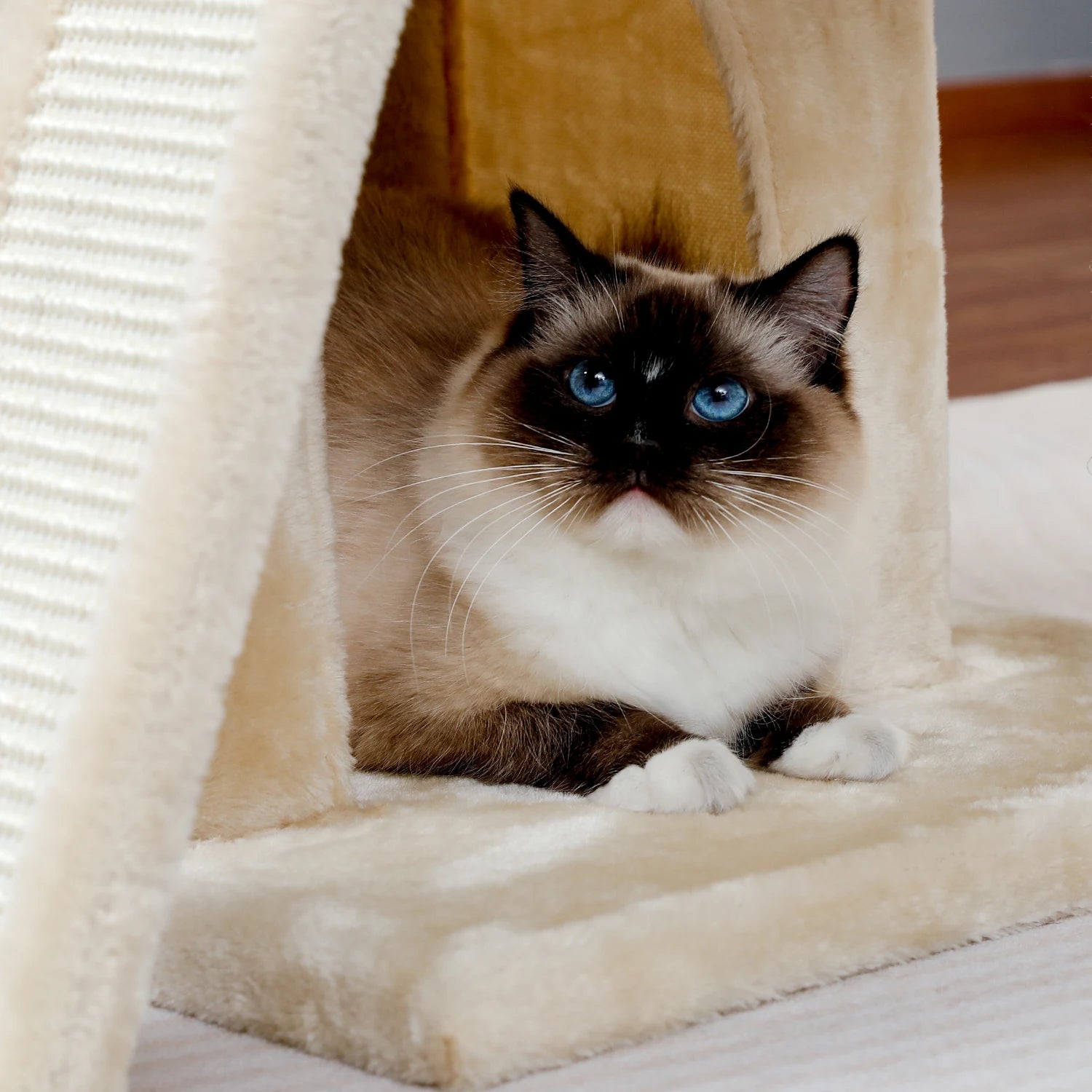 Wooden Cat Tower – Double Condos with Scratching Posts & Perches