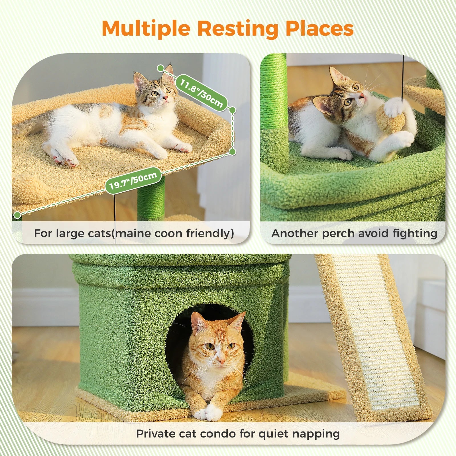 Small Cat Tree – Indoor Cat Tower with Condo, Sisal Scratcher & Toys