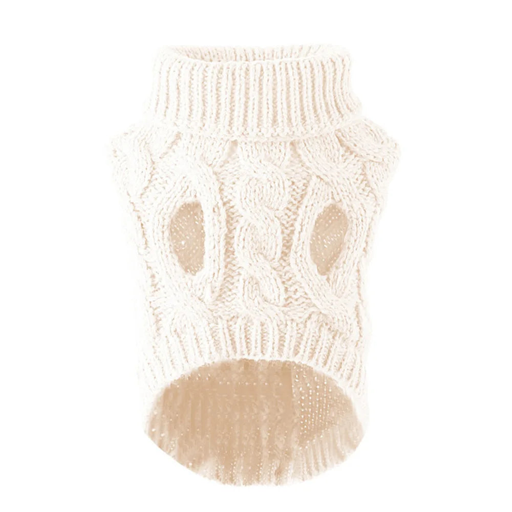 Shortened Title  Knitted Dog Sweater – Autumn/Winter Solid Twist Pattern Warm Pet Clothing