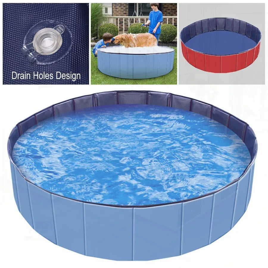Foldable Pet Swimming Pool – Durable PVC Dog Bathing Tub & Kiddie Play Pool