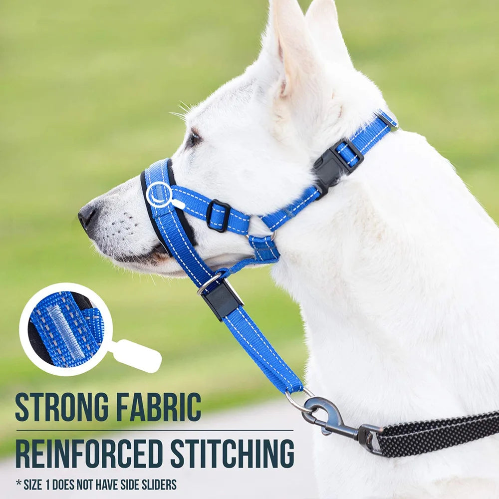 Breathable Nylon Dog Muzzle – Anti-Bark & Training Collar with Reflective Strips