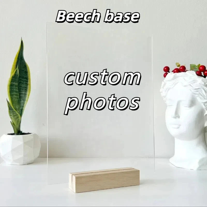 Custom Pet Photo LED Night Light – Acrylic & Wooden Stand