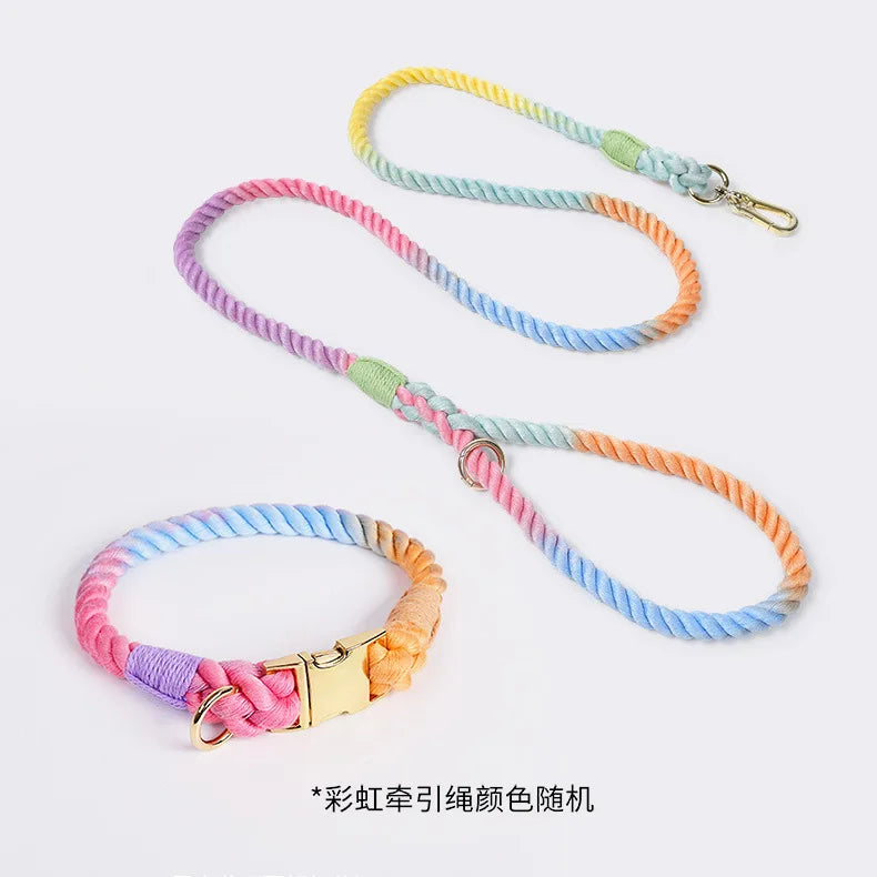 Hand-Woven Cotton Rope Dog Collar & Leash Set – Medium & Large Dogs