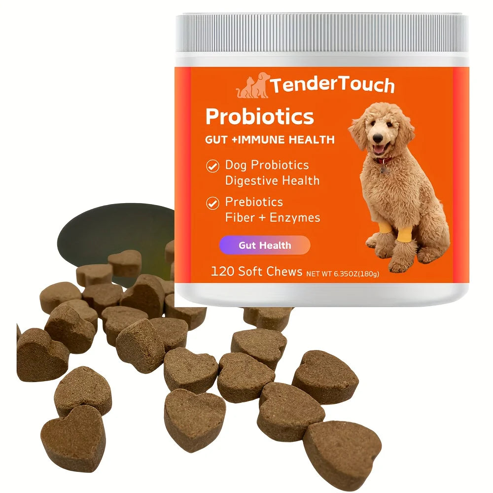 TenderTouch Probiotics for Dogs – 120 Chews (1 Pack x 180g / 6.35oz) | Digestive Support Supplement for Dogs of All Sizes