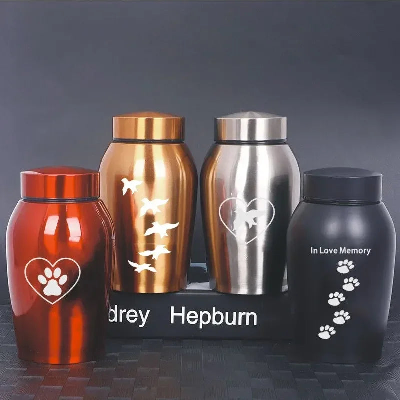 Multi-Colored Stainless Steel Pet Cremation Urn – Sealed Memorial Jar for Dog, Cat, Bird & Small Animal Ashes, Pet Loss Souvenir