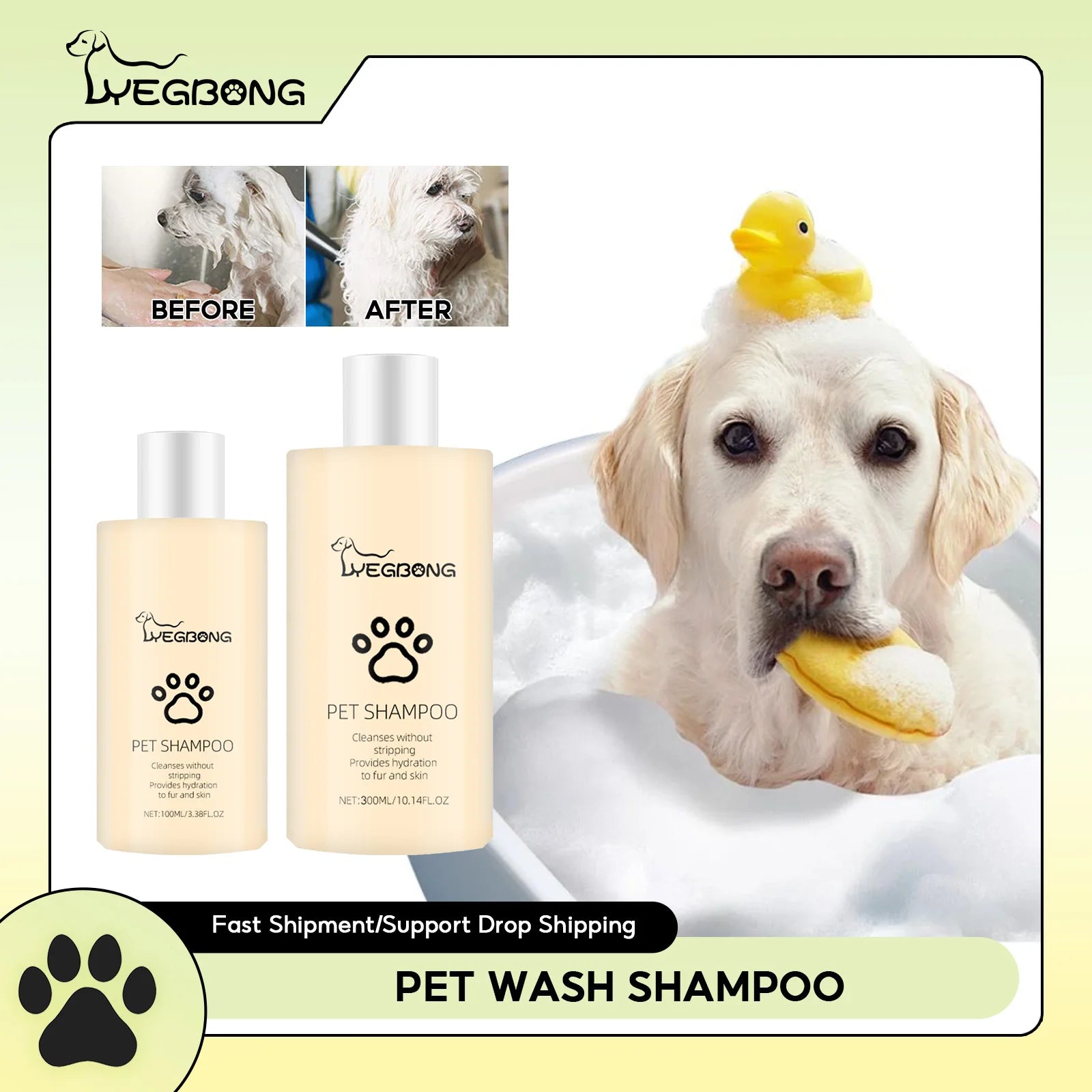 Pet Wash Dog Shampoo – Anti-Flea, Deodorizing & Moisturizing Formula, Removes Dirt & Mites, Relieves Itching