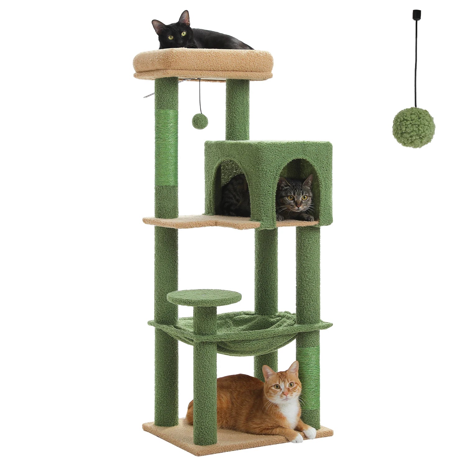 Multi-Level Cat Tree – Indoor Tower with Condo, Hammock & Scratching Posts