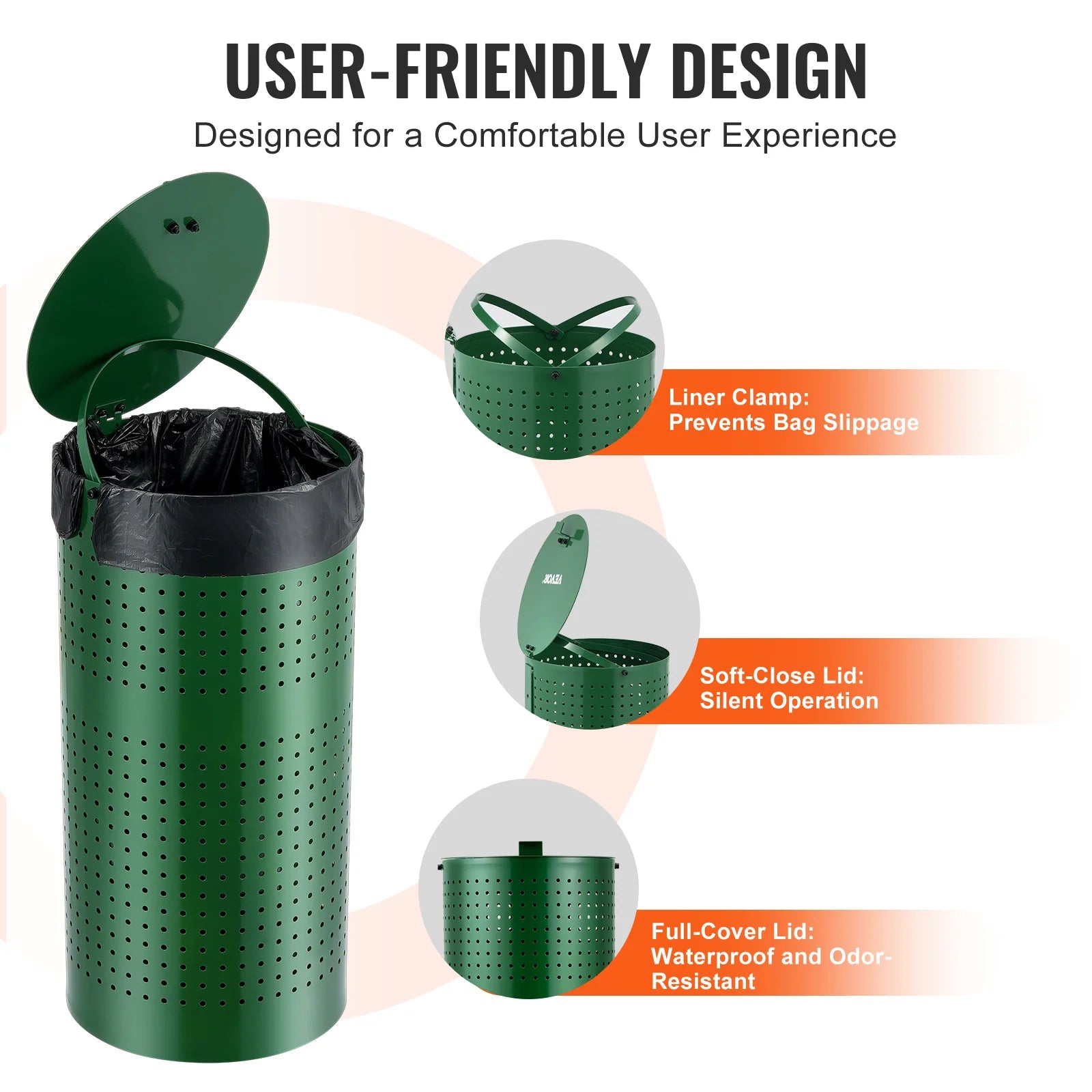 VEVOR 11.5-Gallon Outdoor Dog Poop Trash Can – Heavy-Duty Pet Waste Bin with Lid for Yard, Park, or Dog Waste Station