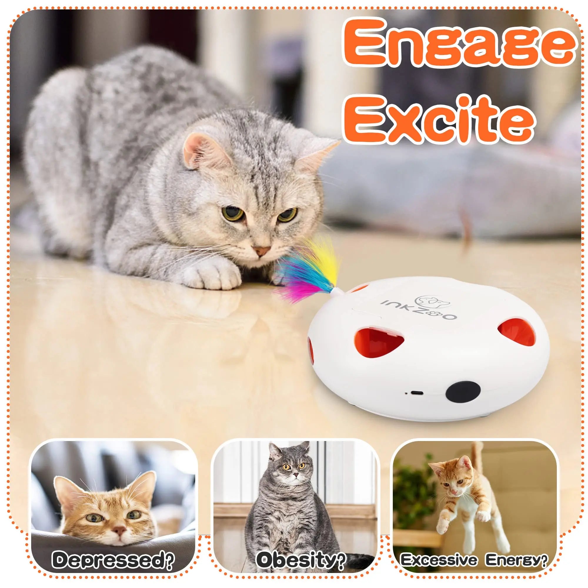INKZOO Smart Interactive Cat Toy – Automatic Whack-A-Mole for Indoor Cats