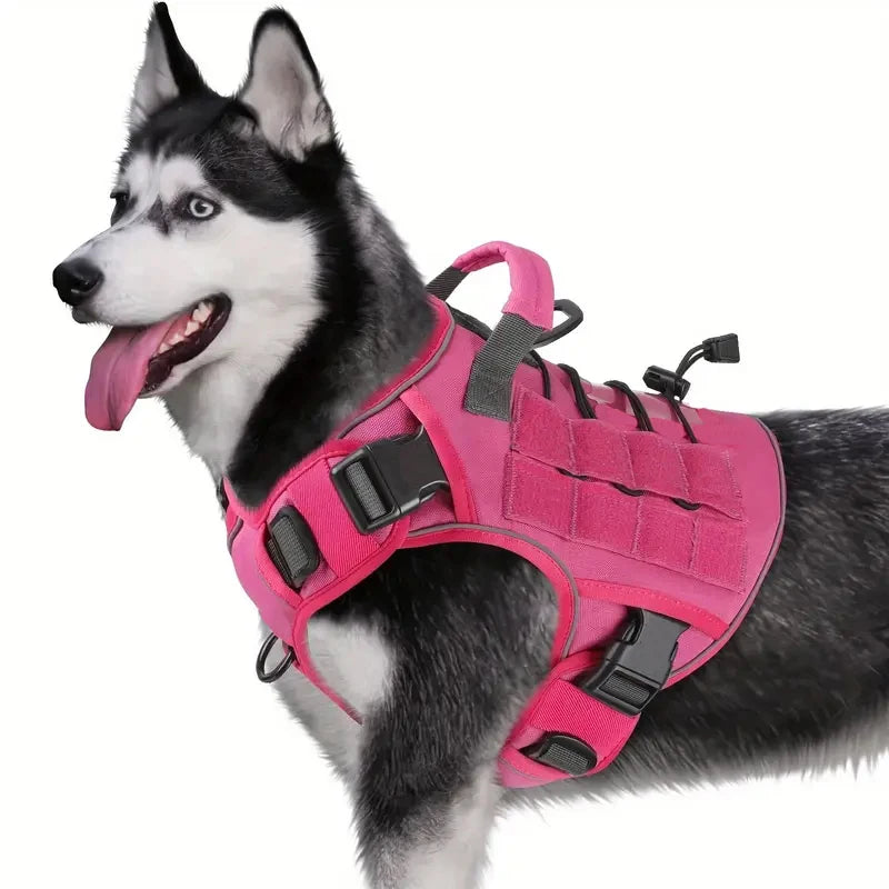 🦴 Adjustable No-Pull Tactical Dog Harness – Military-Grade Vest for Large Dogs