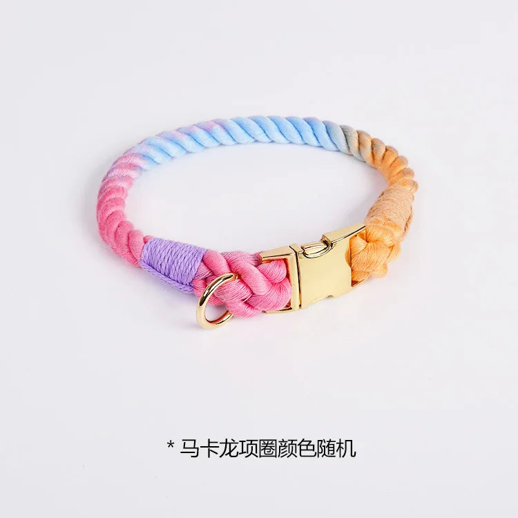 Hand-Woven Cotton Rope Dog Collar & Leash Set – Medium & Large Dogs