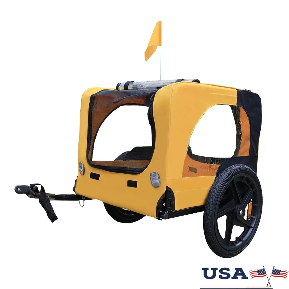 Heavy Duty Foldable Pet Stroller & Dog Bicycle Trailer – Water-Resistant Carrier with Adjustable Leash & Quick Release Wheels