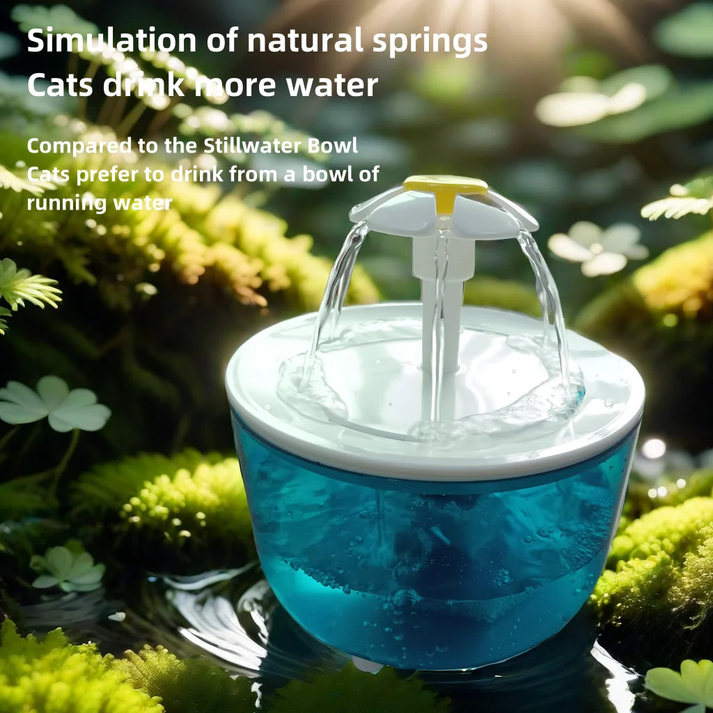 Cat Flower Water Fountain – Silent USB-Powered Pet Water Dispenser with Filter for Cats & Small Dogs
