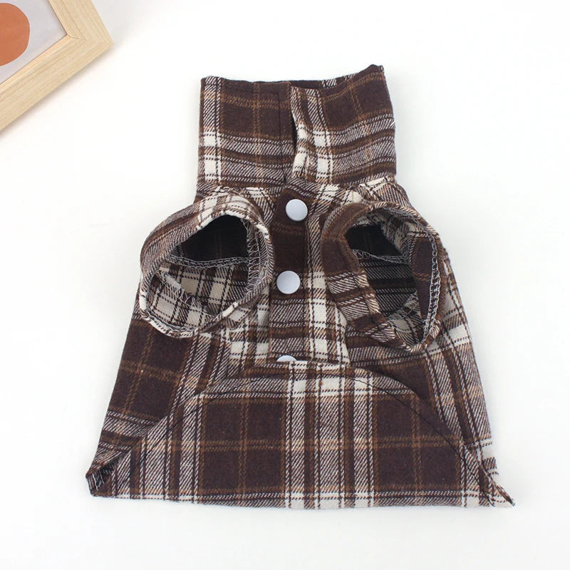 British Plaid Summer Dog Shirt – Lightweight Vest for Small Dogs