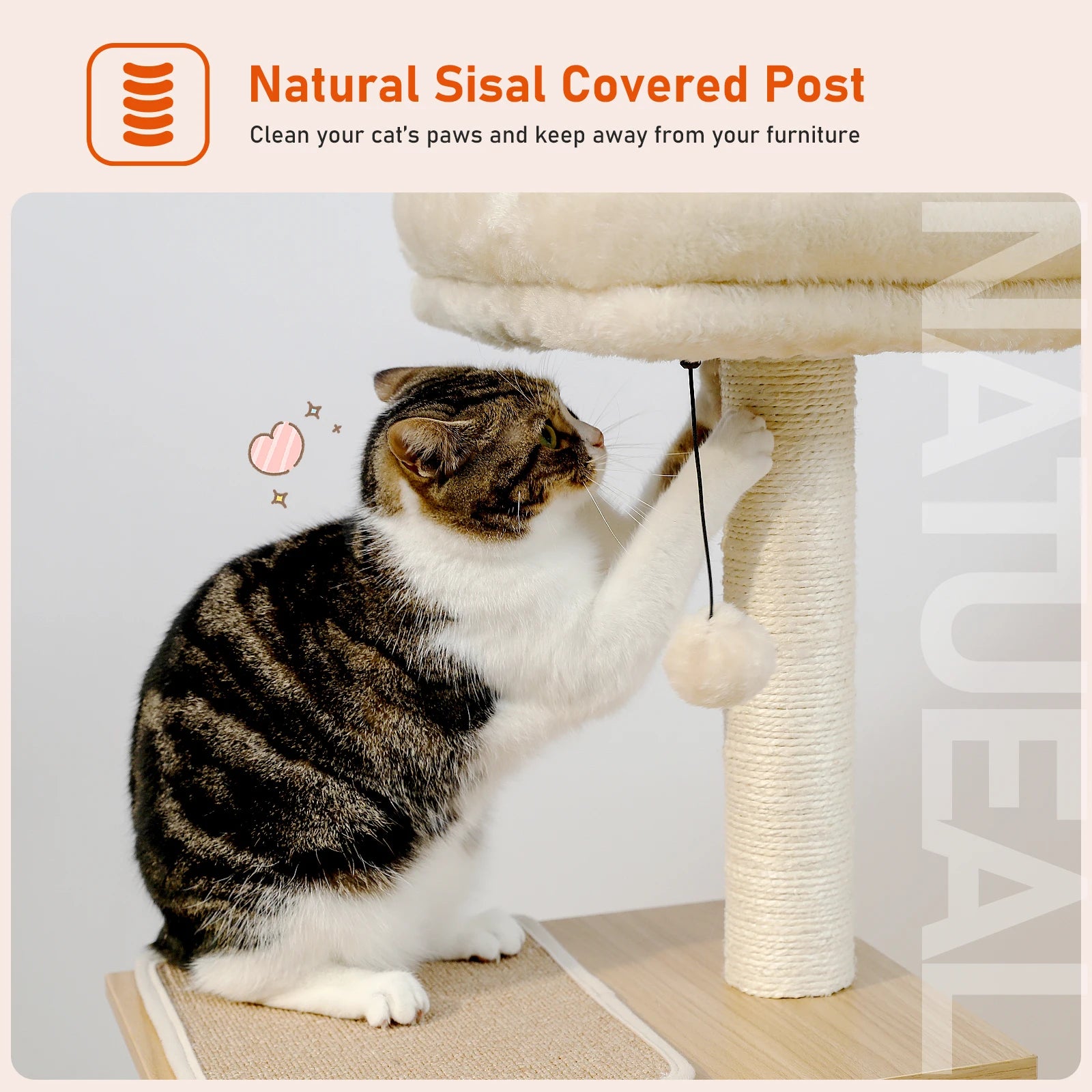 Modern Cat Tree – Multi-Level Wood Tower with Condo, Hammock & Scratching Posts