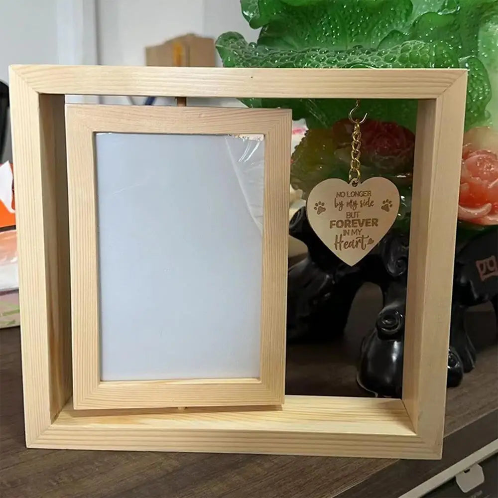 Rotatable Pet Memorial Photo Frame – Heart Pendant Desktop Keepsake