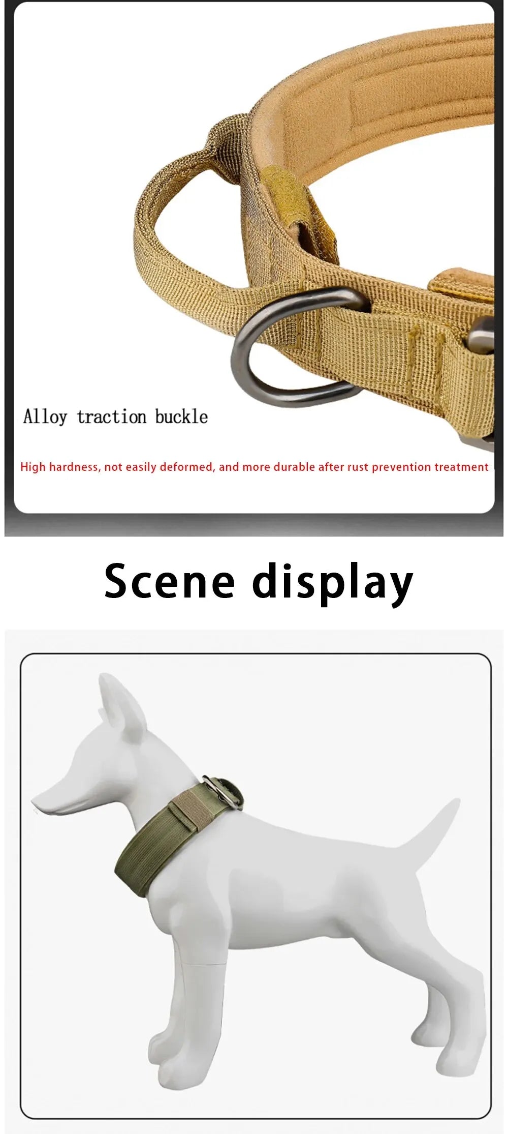 Tactical Dog Collar – Nylon Training Collar with Metal Buckle for Medium & Large Dogs