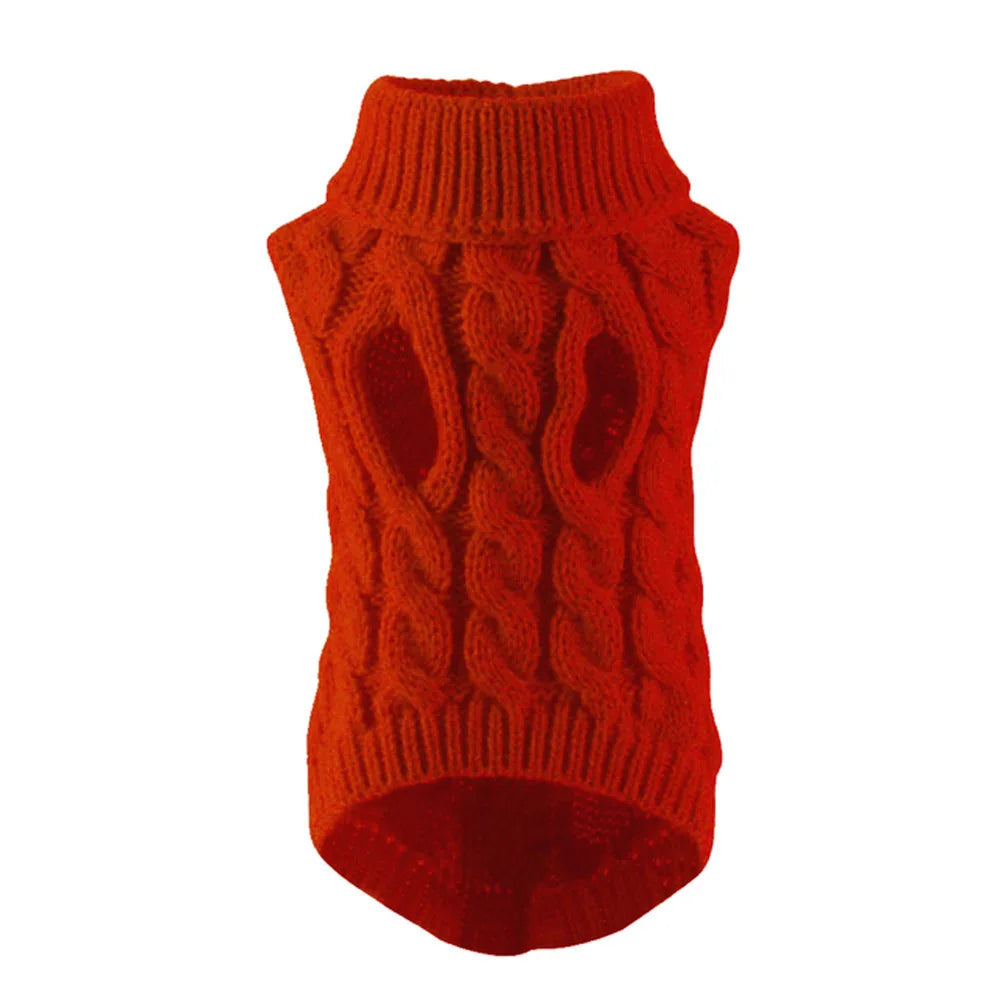 Shortened Title  Knitted Dog Sweater – Autumn/Winter Solid Twist Pattern Warm Pet Clothing