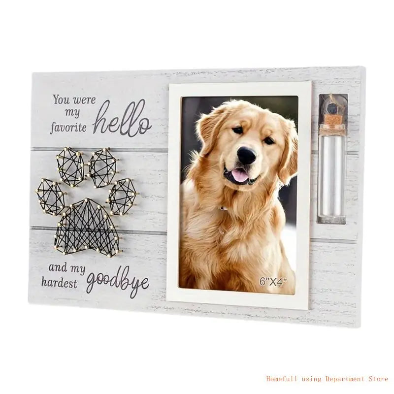 Personalized Pet Memorial Photo Frame with Glass Bottle Keepsake