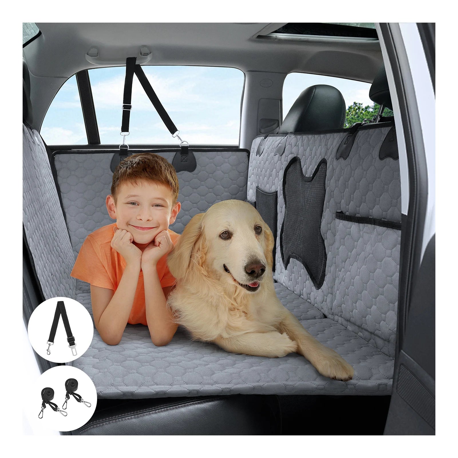 Car Dog Seat Cover for Back Seat – Waterproof Pet Seat Protector Mat | Nonslip Universal Fit for Cars, SUVs & Trucks
