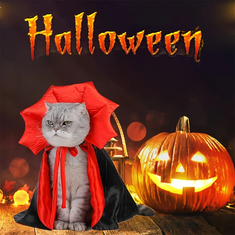 Halloween Vampire Cape – Adjustable Pet Costume for Dogs & Cats