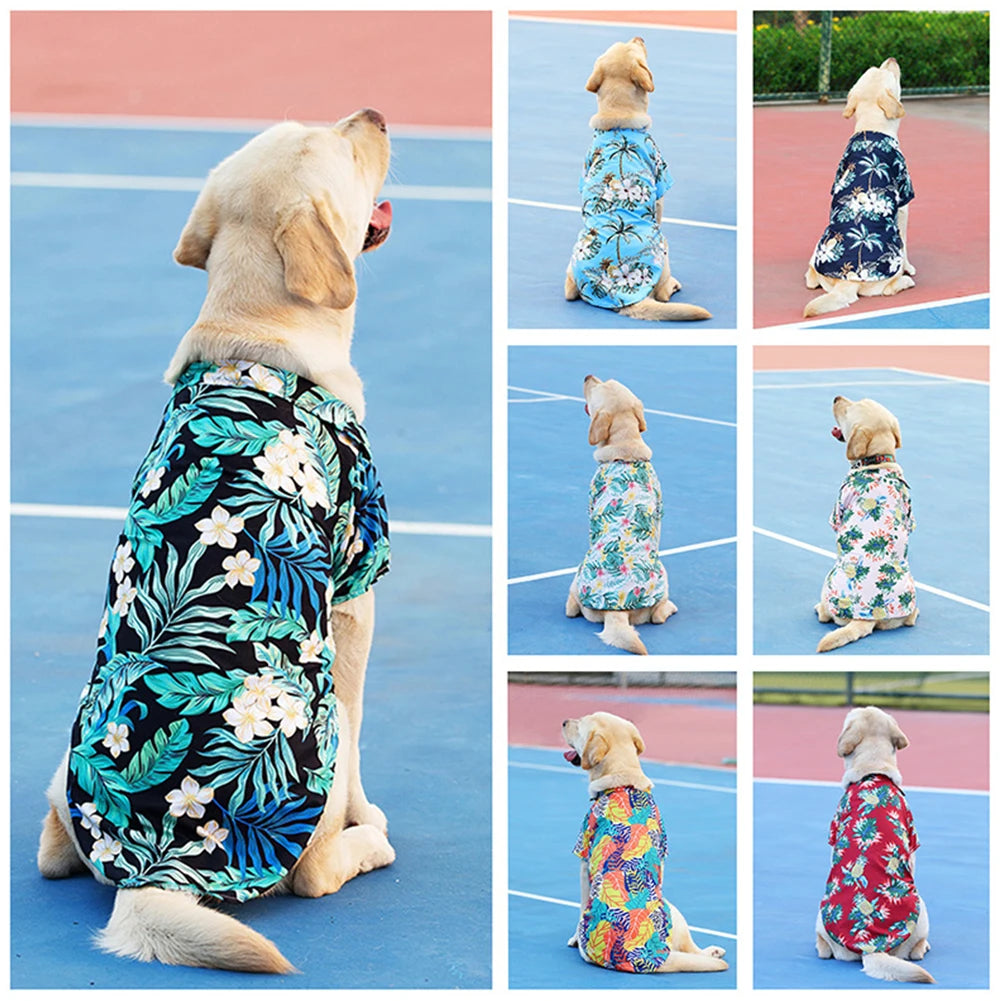 Hawaiian Summer T-Shirt for Medium & Large Dogs – XL to 5XL Comfortable Pet Shirt