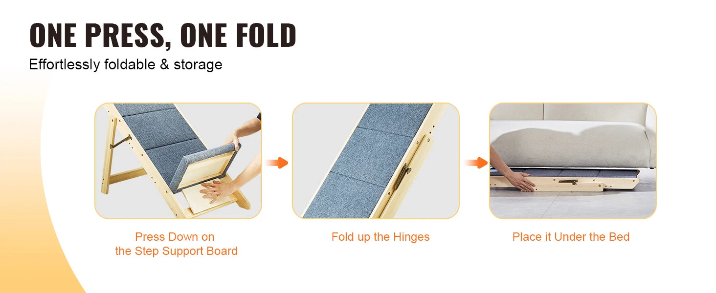 SucceBuy Wooden Pet Steps & Ramp Combo – 2-in-1 Foldable Design for Small to Large Pets