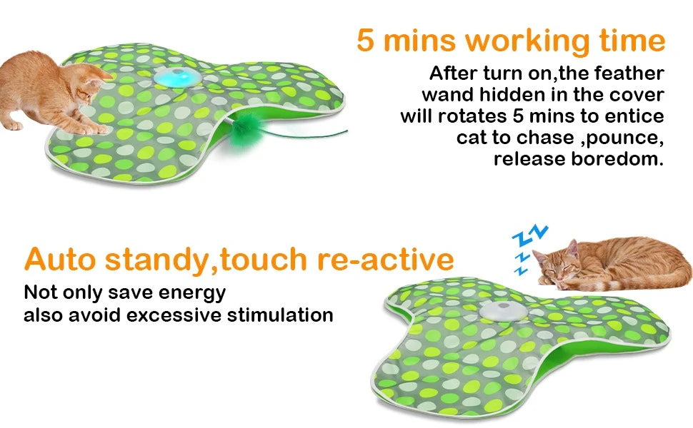 Smart Interactive Hide-and-Seek Cat Toy – Motion-Activated Squeaky Mouse & Feather Teaser for Indoor Cats