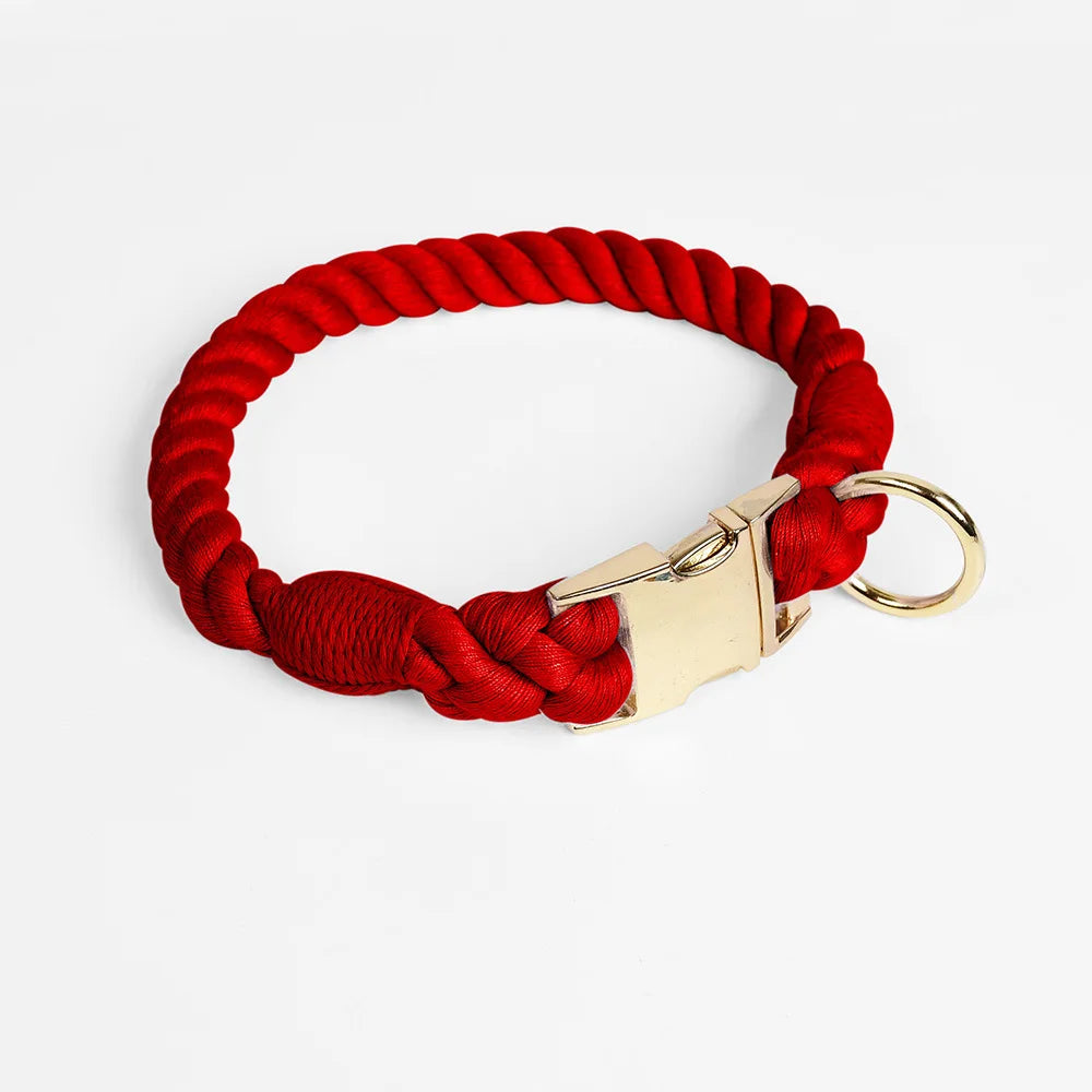 Hand-Woven Cotton Rope Dog Collar & Leash Set – Medium & Large Dogs