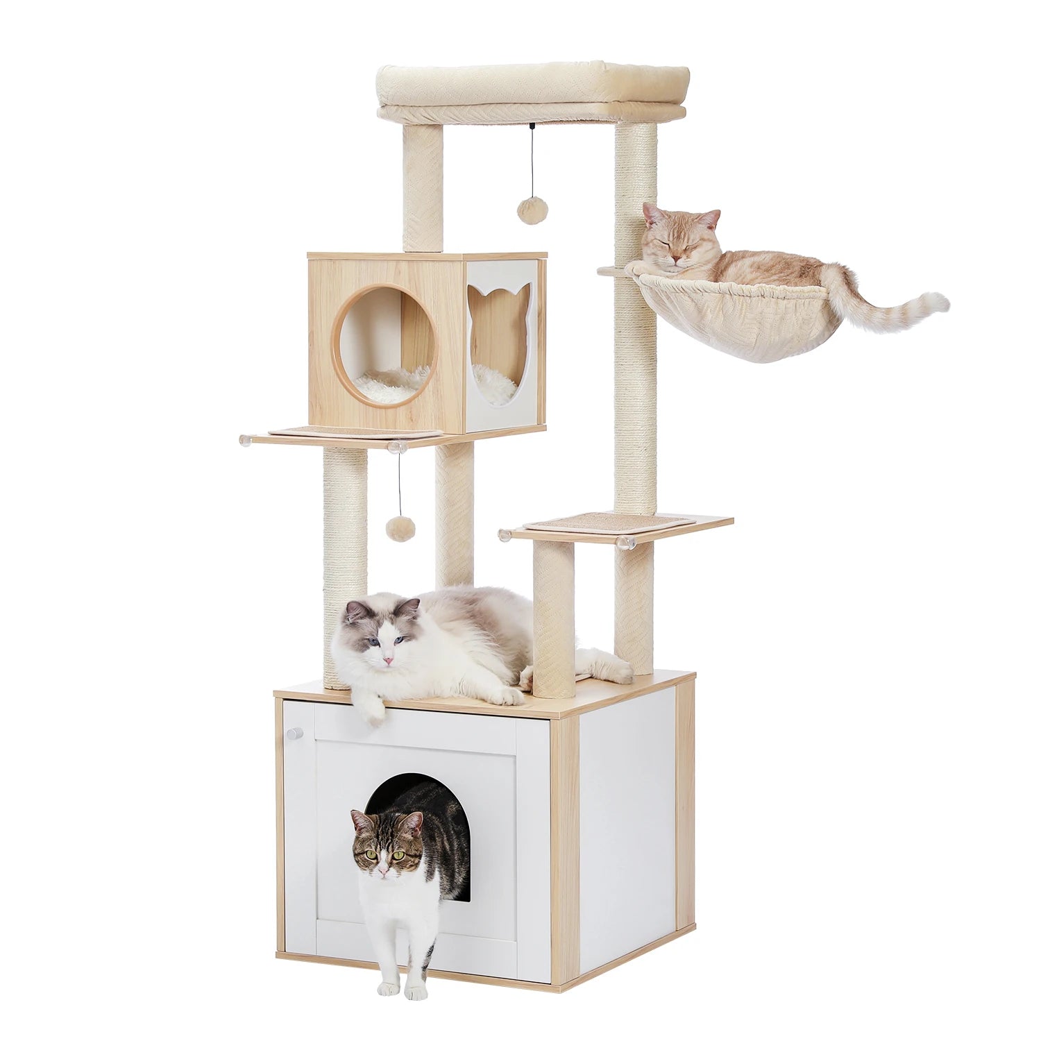 Multi-Level Cat Tree – Condo Tower with Hammock, Scratching Posts & Toys