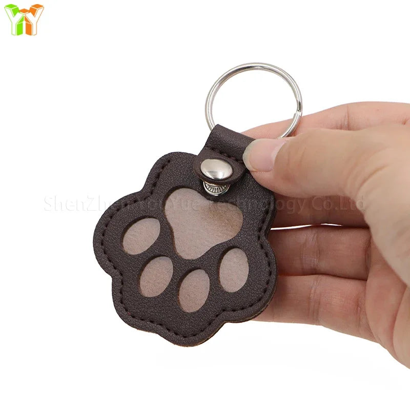 Leather Pet Hair Keepsake Keychain – Cat Paw Memorial Storage Bag