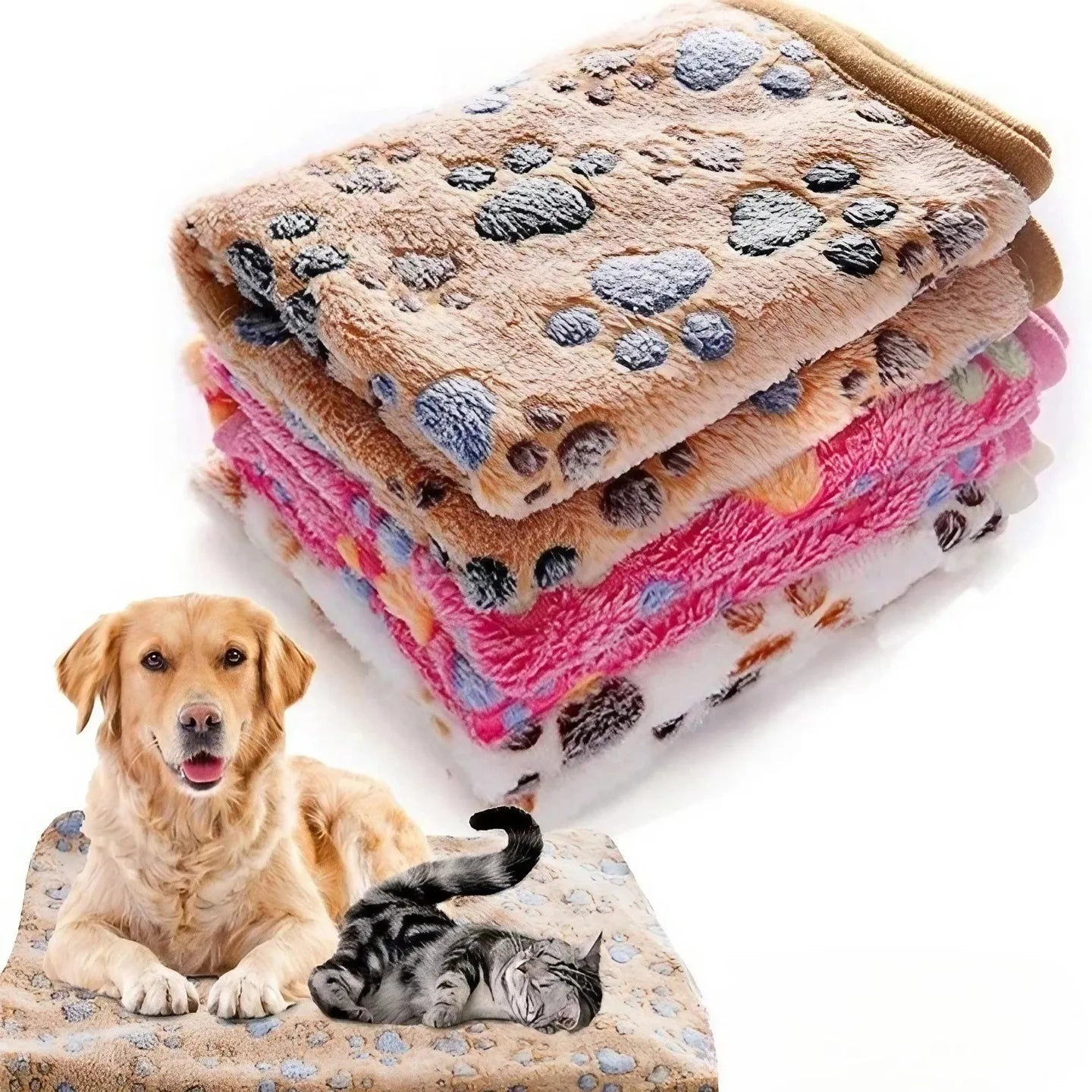 Soft Fluffy Pet Blanket – Warm & Cozy Cartoon Mat for Cats and Dogs