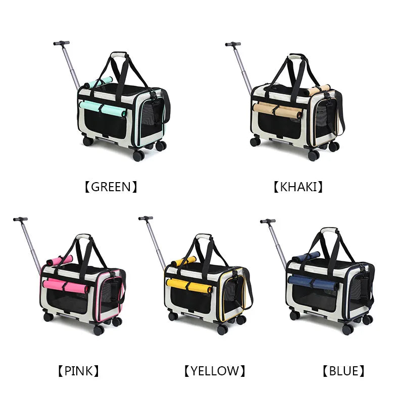 Extra Large Pet Trolley Bag – Foldable Travel Carrier for Cats & Dogs
