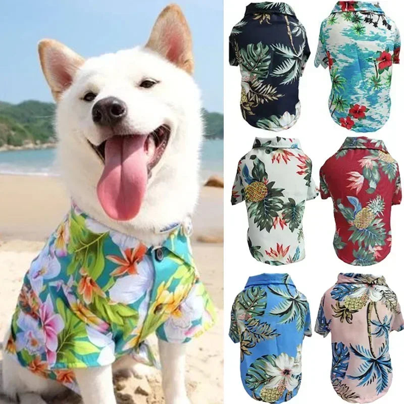 Hawaiian Style Summer Dog Shirt – Beach Vibes Pet Clothing for Small & Medium Dogs