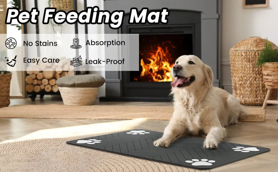 Pet Feeding Mat – Absorbent Placemat with Waterproof Rubber Backing for Dogs & Cats